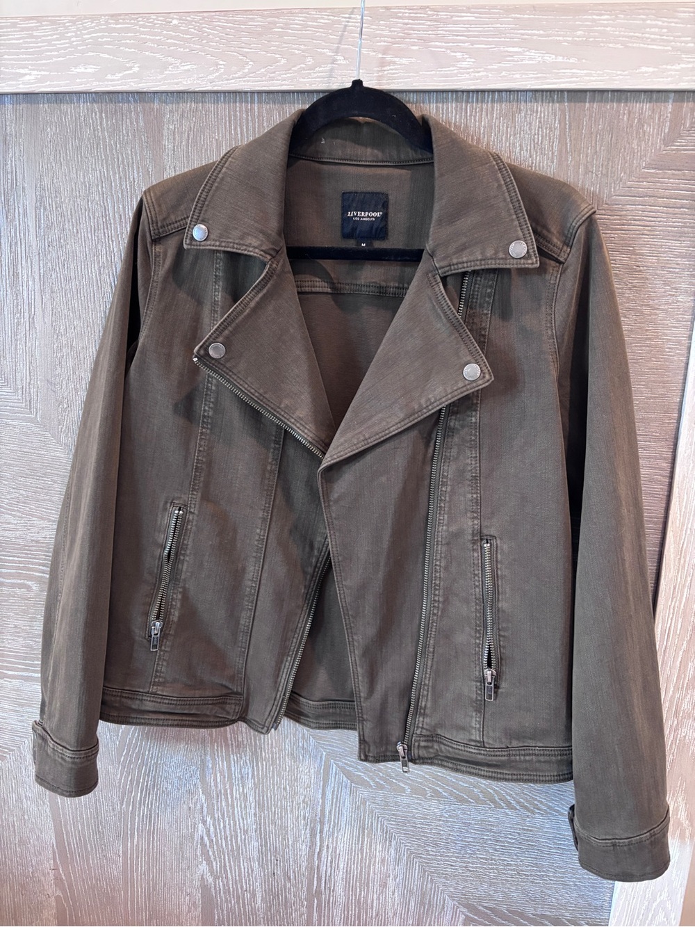 Liverpool Olive Moto-Style Zip Jacket
